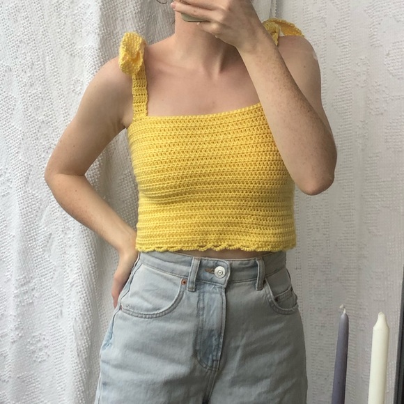 Crochet Tie Strap Tank Top - Picture 4 of 6